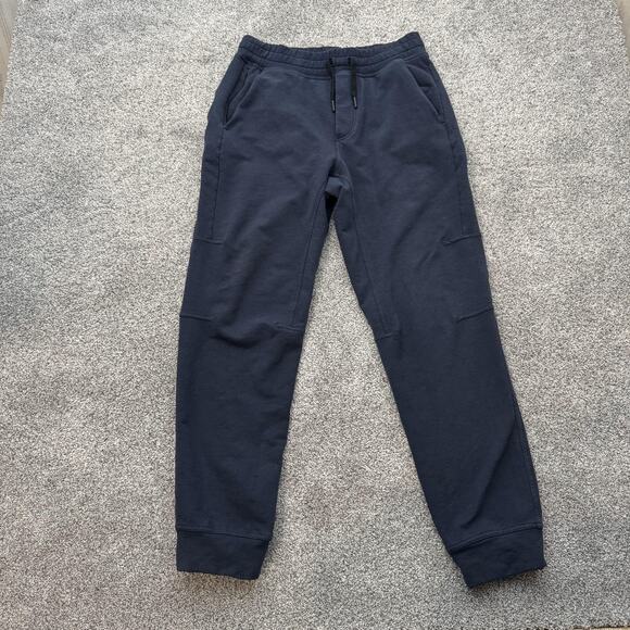 Lululemon Pants Mens 29 Navy Blue Tapered Fleece Sweatpants Drawstring Athletic - Picture 1 of 12